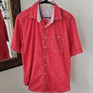 Bugatchi Casual Red Button-Down Shirt for Men - XL